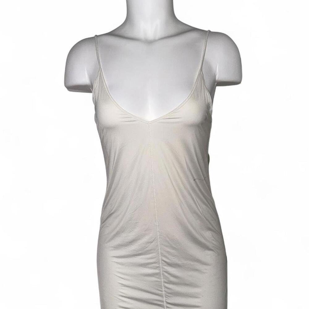 Sleeveless V-Neck Slip Dress in Off-White